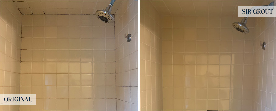 Shower Walls Before and After a Tile Cleaning in Wethersfield