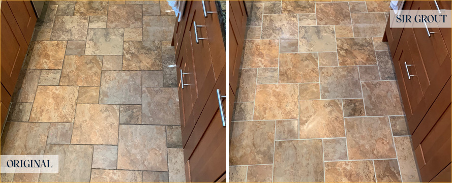 Kitchen Floor Restored by Our Tile and Grout Cleaners in Avon, CT