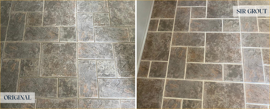 Floor Before and After a Flawless Grout Cleaning in Glastonbury, CT