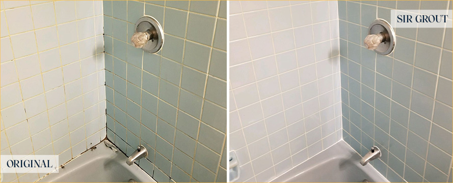 Shower Before and After a Flawless Grout Cleaning in Farmington, CT