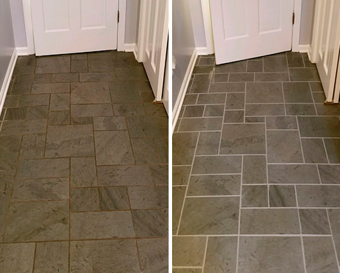 Slate Floor Before and After a Tile Sealing in West Hartford, CT