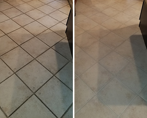 Floor Before and After a Grout Sealing in Glastonbury, CT