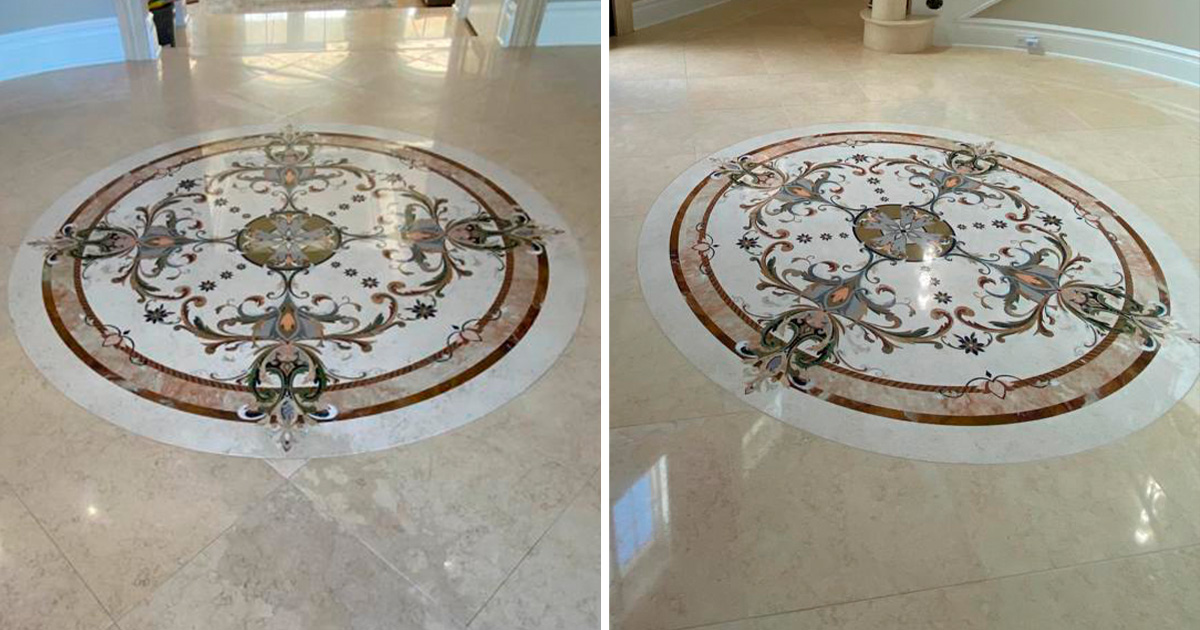 Astonishing Polished Marble Foyer Is Restored by Our Stone Polishing